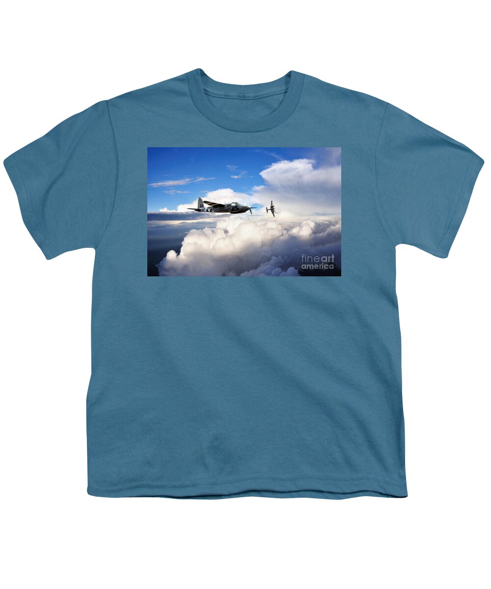 De Havilland Youth T-Shirt featuring the digital art Invasion Mosquitos by Airpower Art