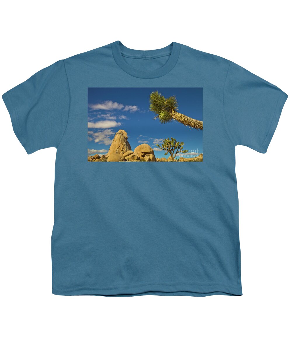 00559180 Youth T-Shirt featuring the photograph Joshua Tree Rocks And Sky by Yva Momatiuk John Eastcott