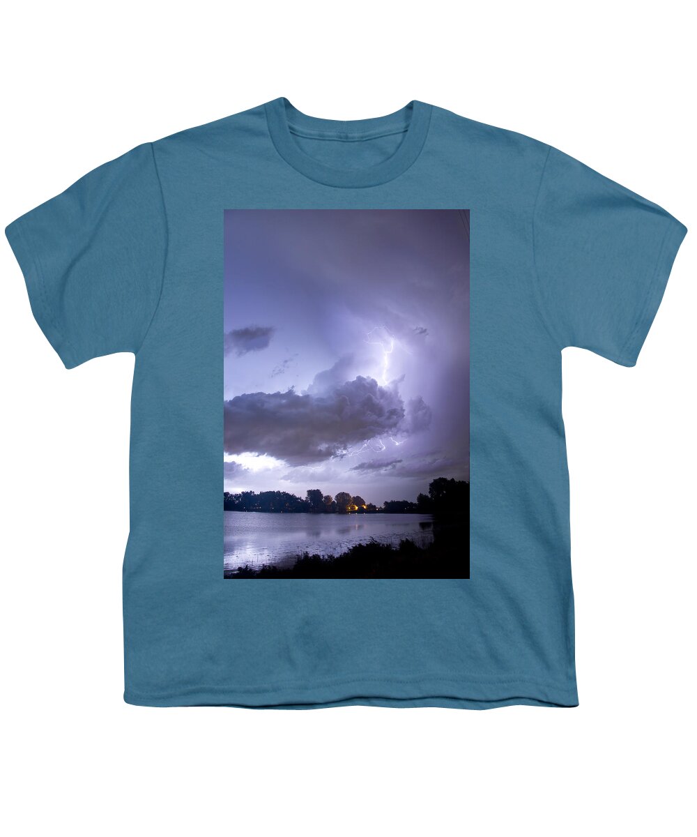 Lightning Youth T-Shirt featuring the photograph Lake Thunder Cell Lightning Burst by James BO Insogna