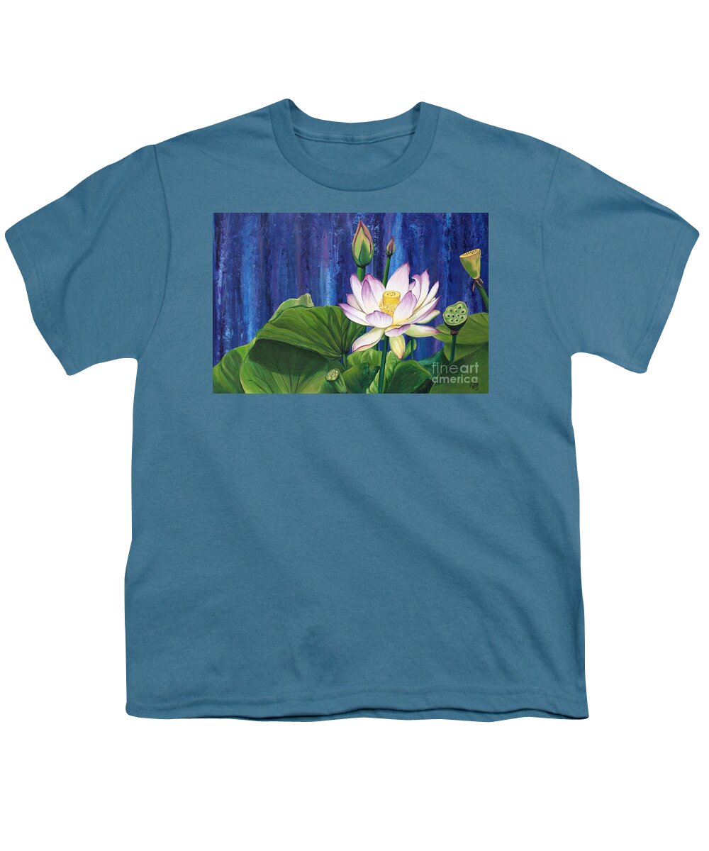 Lotus Flower Youth T-Shirt featuring the painting Lotus Dream by Patty Vicknair