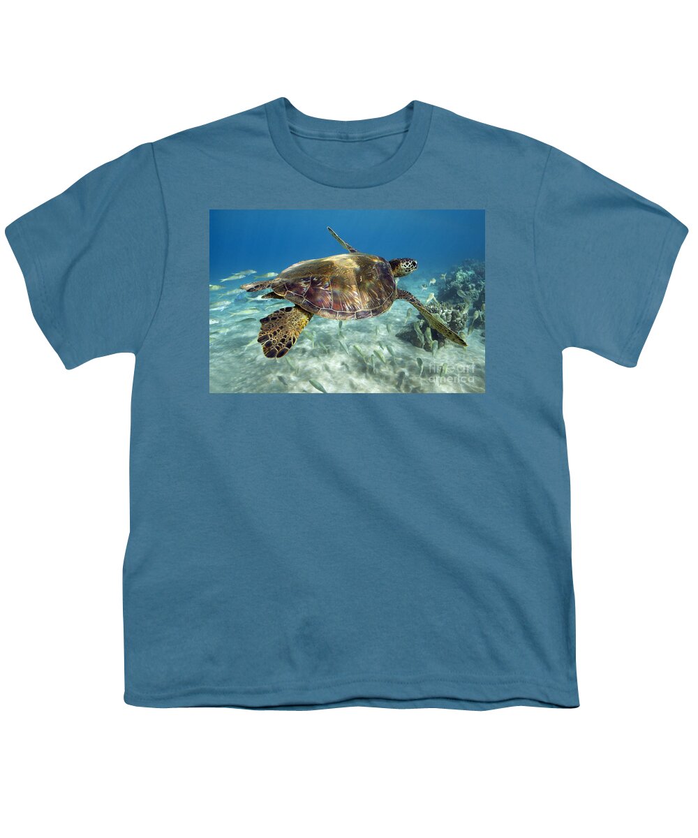 Green Youth T-Shirt featuring the photograph Maui Turtle by David Olsen