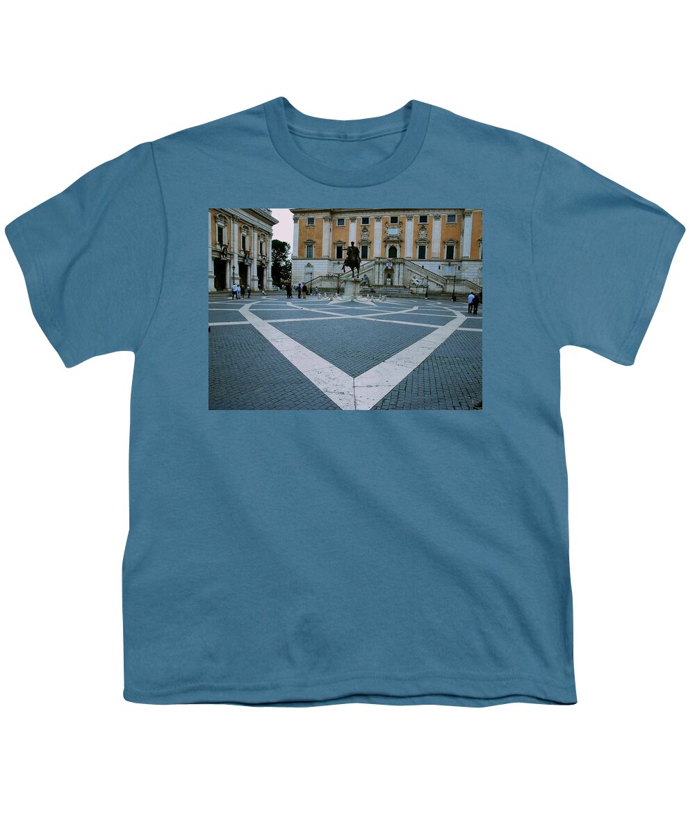 Capitoline Hill Youth T-Shirt featuring the photograph Michael Angelo's Campidoglio by Eric Tressler
