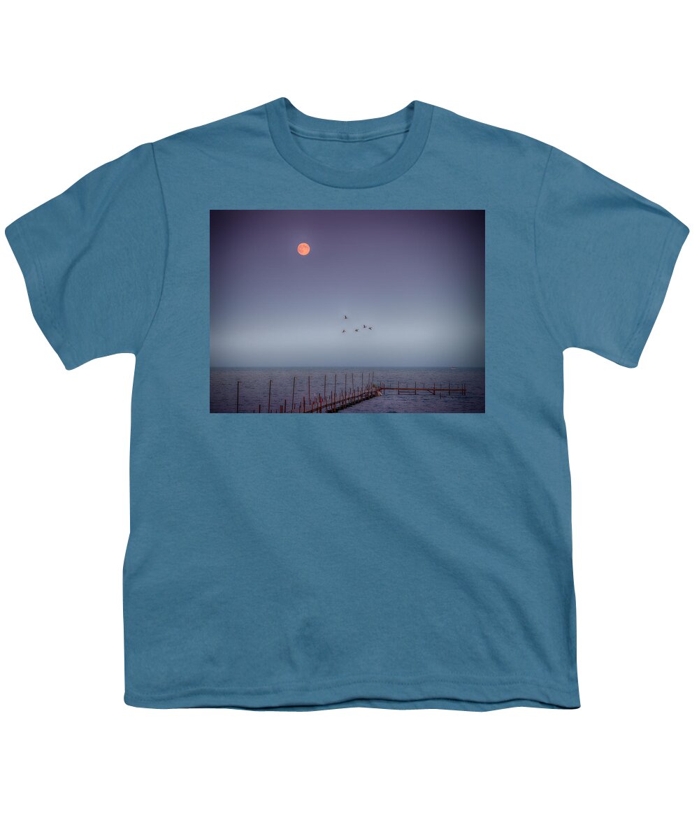 Moon Youth T-Shirt featuring the photograph Moon Over Lake Mille Lacs by Paul Freidlund