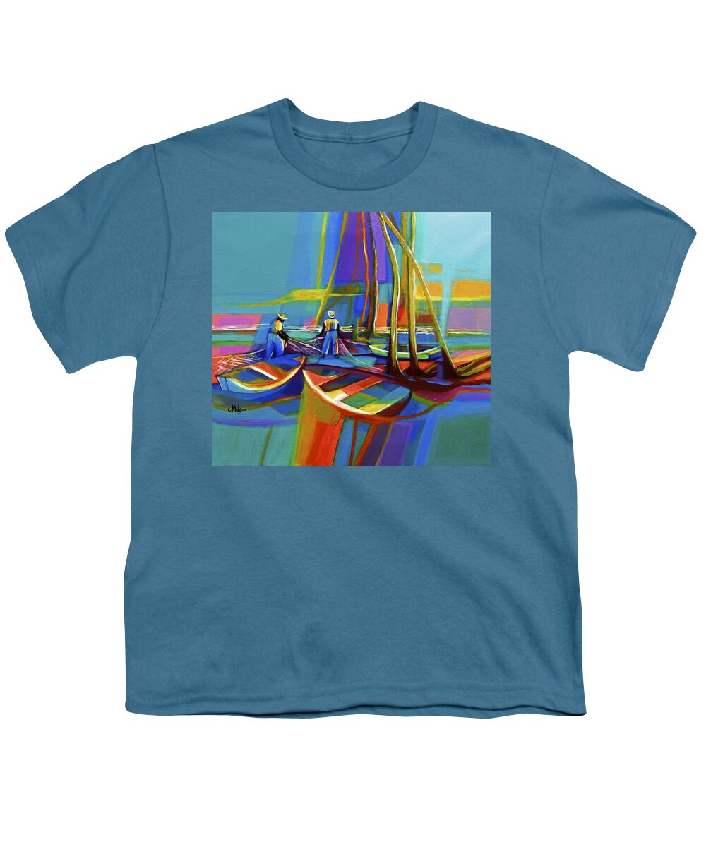 Abstract Youth T-Shirt featuring the painting Morning Seine by Cynthia McLean