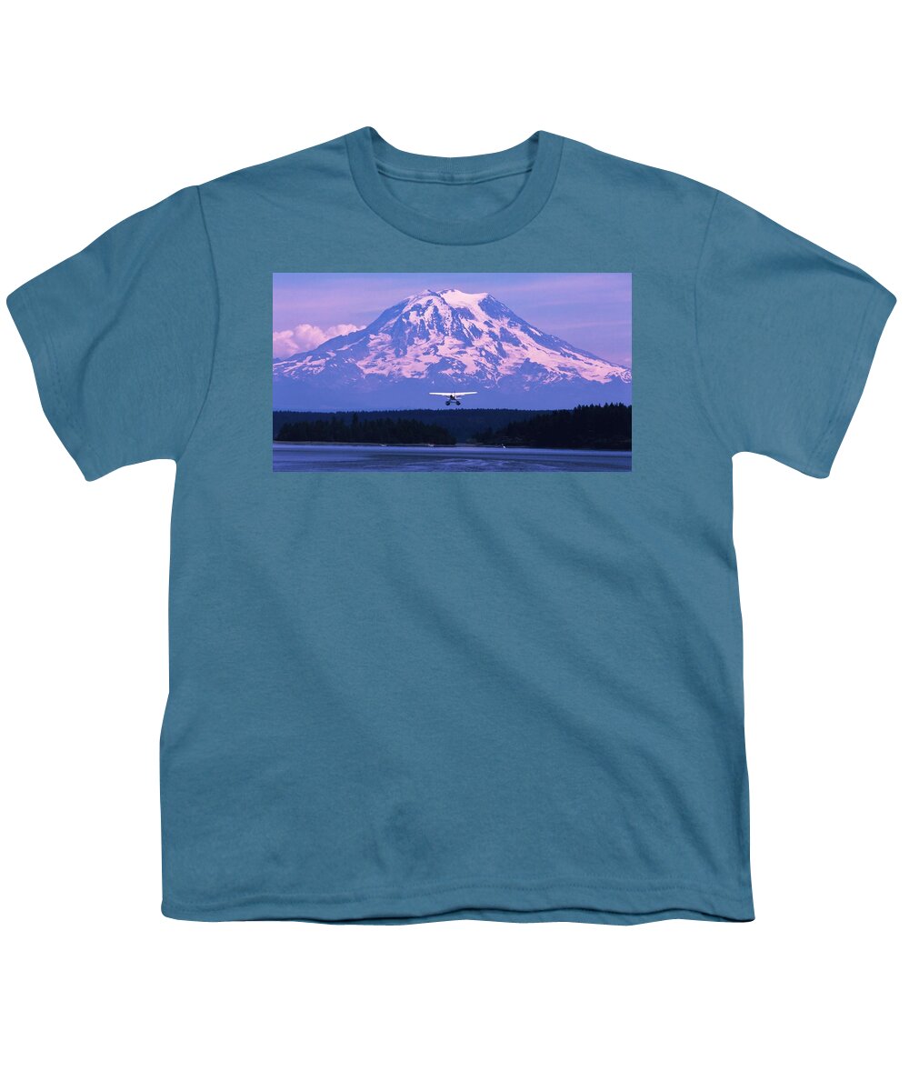 Seaplane Youth T-Shirt featuring the photograph Mountain Flight by Benjamin Yeager