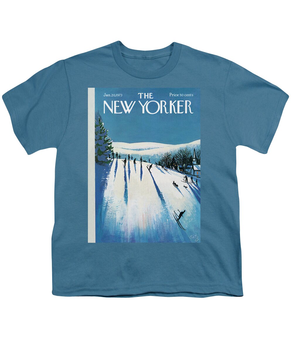 Snow Youth T-Shirt featuring the painting New Yorker January 20th, 1973 by Arthur Getz