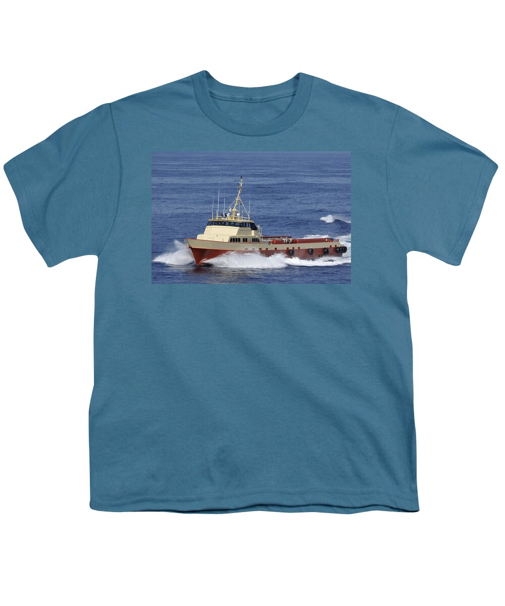 Crew Boat Youth T-Shirt featuring the photograph Offshore supply vessel by Bradford Martin