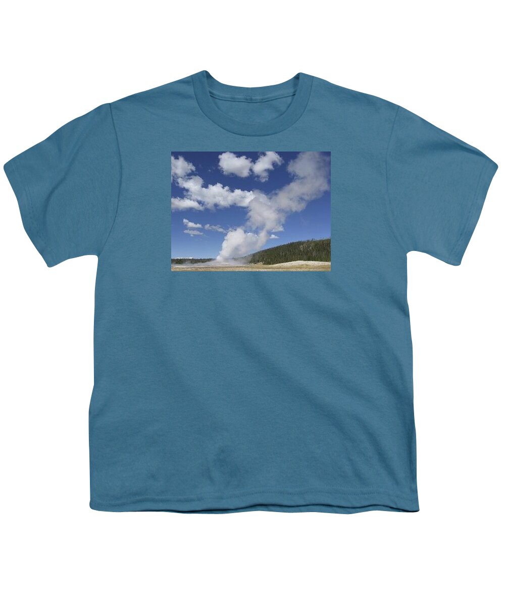 Yellowstone Greeting Card Youth T-Shirt featuring the photograph Old Faithful by Kristina Deane