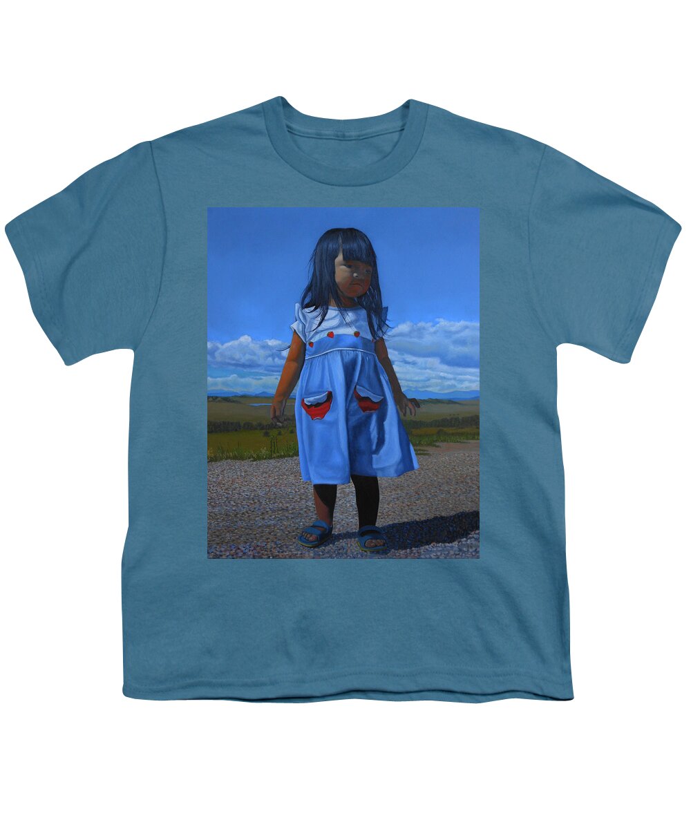 Children Paintings Youth T-Shirt featuring the painting On the divide by Thu Nguyen