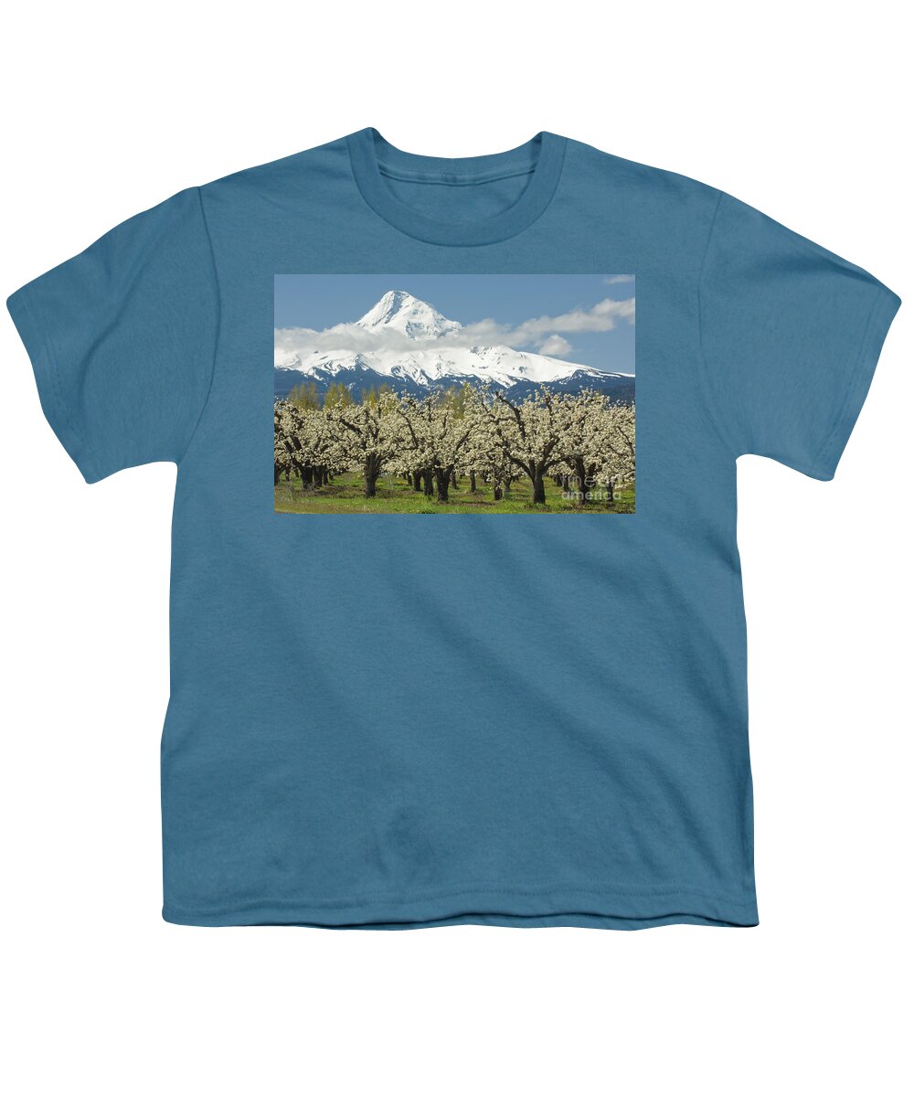 Orchard Youth T-Shirt featuring the photograph Orchard And Mount Hood Oregon by John Shaw