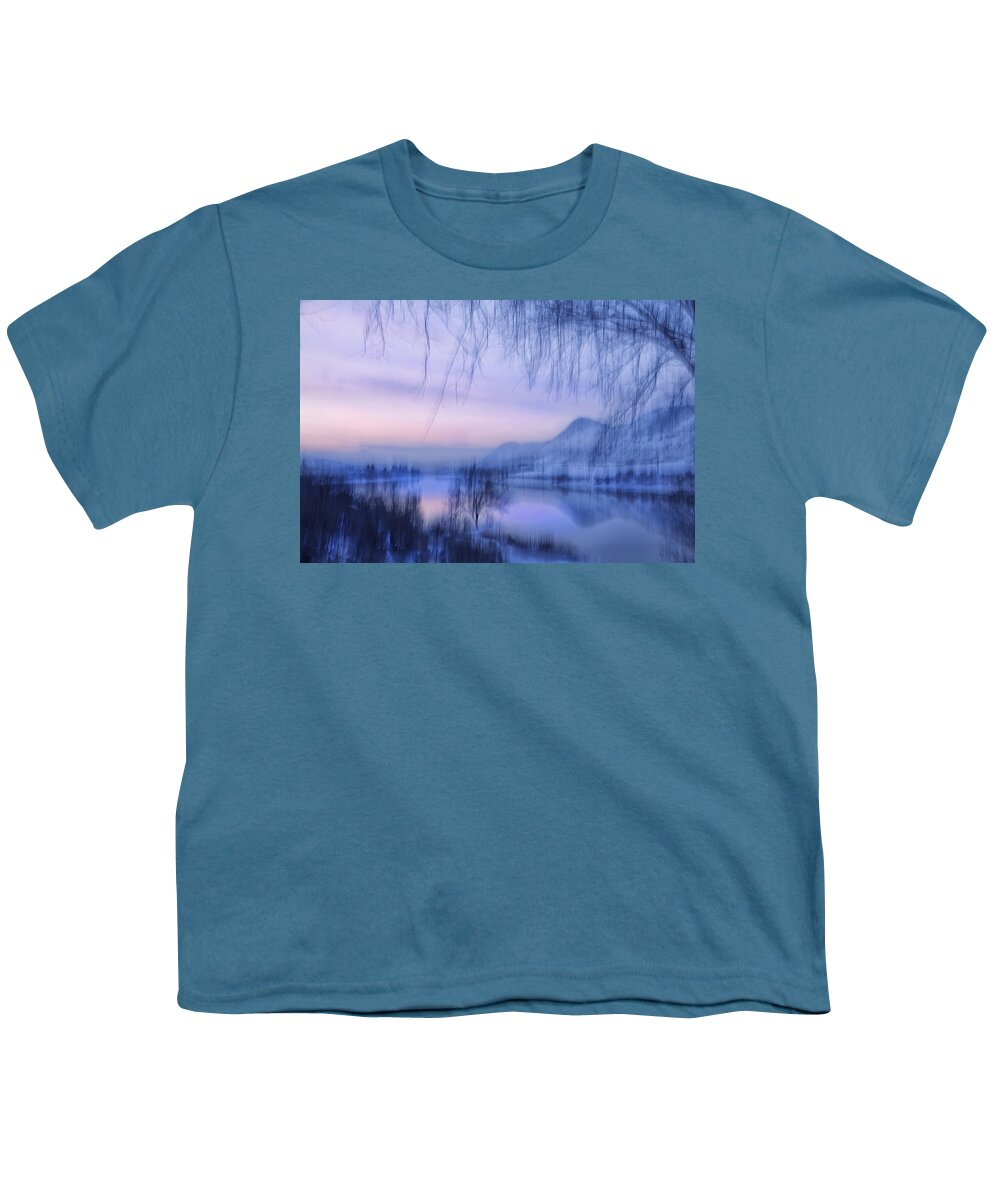 River Youth T-Shirt featuring the photograph River Sunset by Theresa Tahara