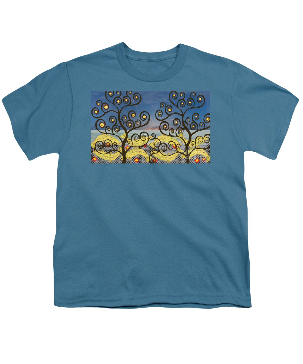 Salmon Spawning Youth T-Shirt featuring the digital art Salmon Dance Blue by Kim Prowse