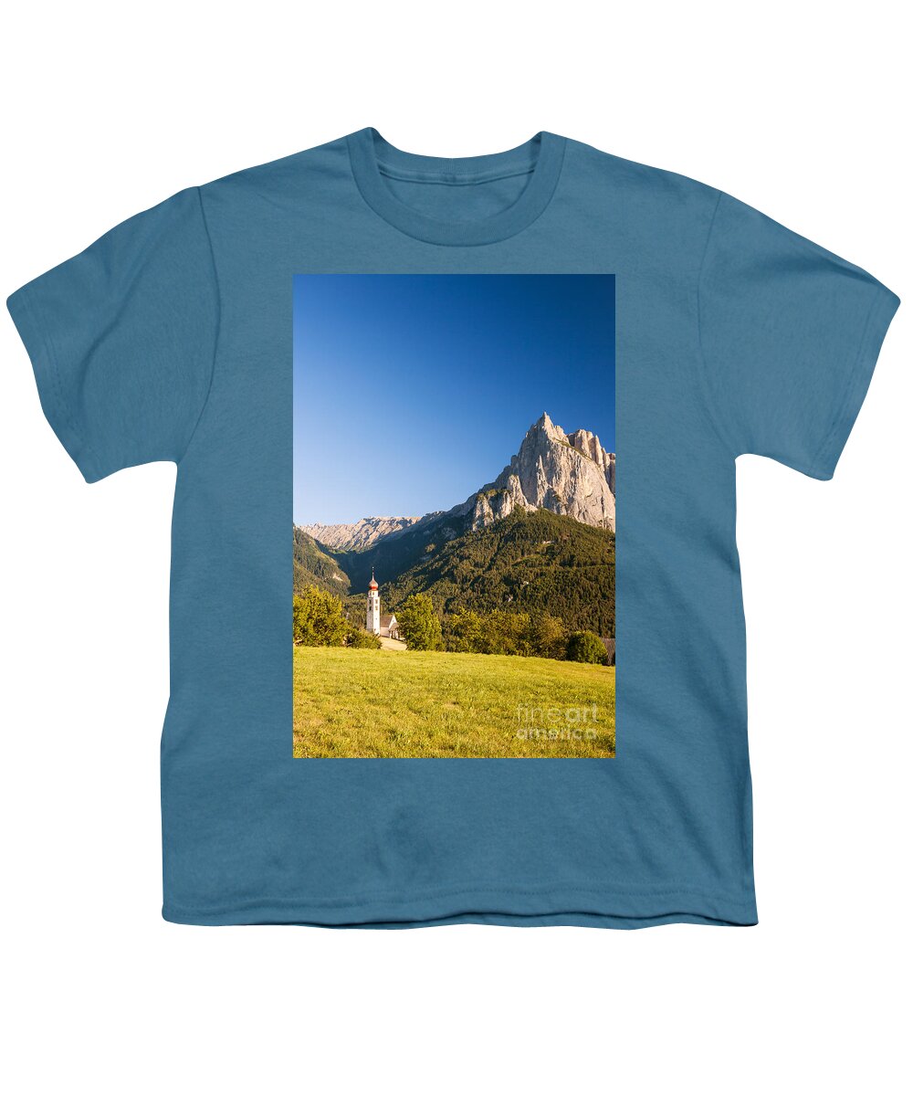 Landscape Youth T-Shirt featuring the photograph Sciliar mountain - Val Gardena - Italy by Matteo Colombo