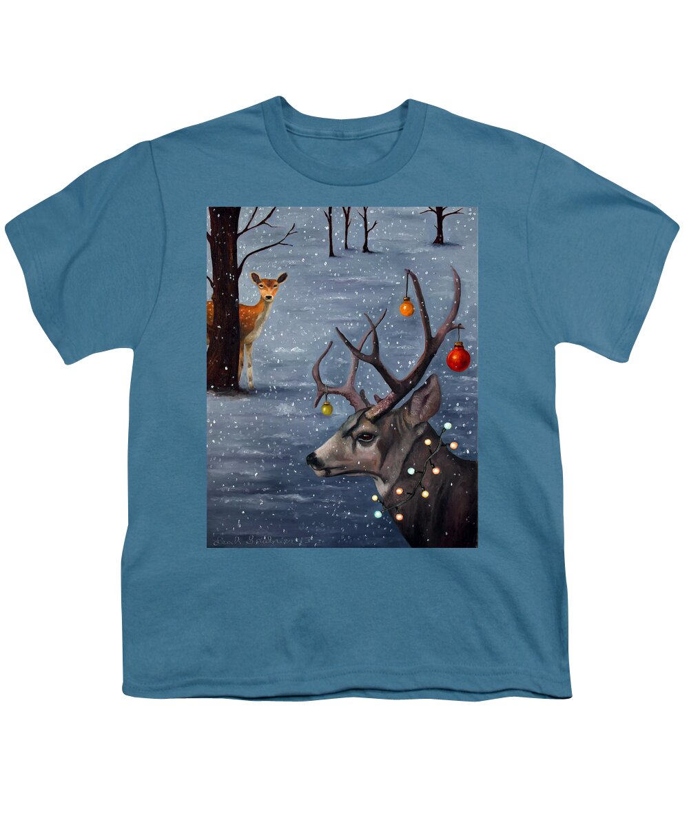 Deer Youth T-Shirt featuring the painting Seduction by Leah Saulnier The Painting Maniac