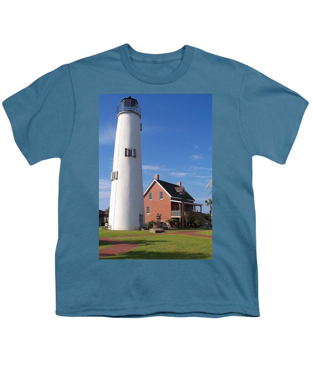 Lighthouse Youth T-Shirt featuring the photograph St. George Lighthouse by Laurie Perry