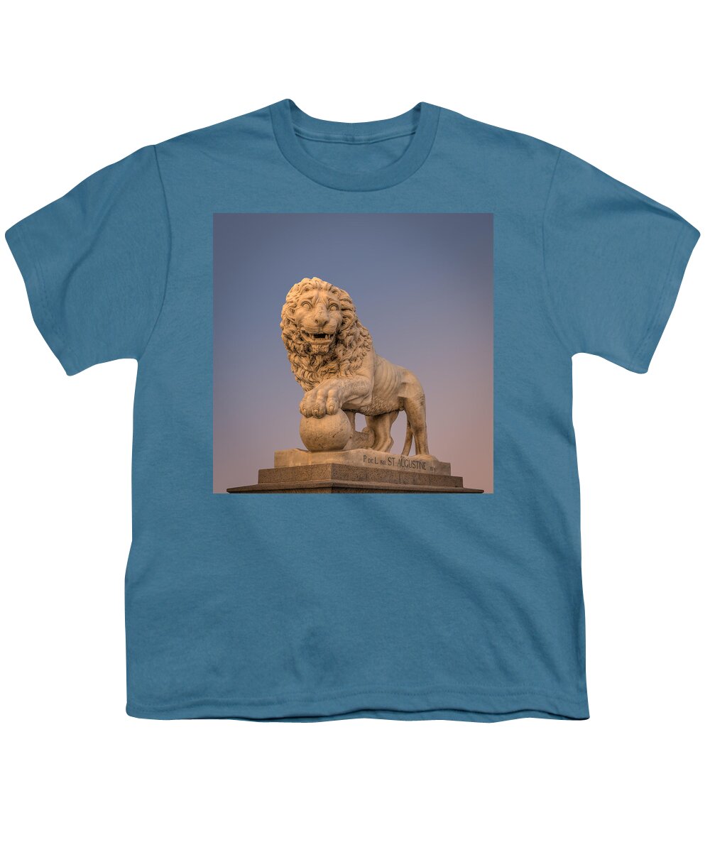 America Youth T-Shirt featuring the photograph Statue at The Bridge of Lions by Traveler's Pics