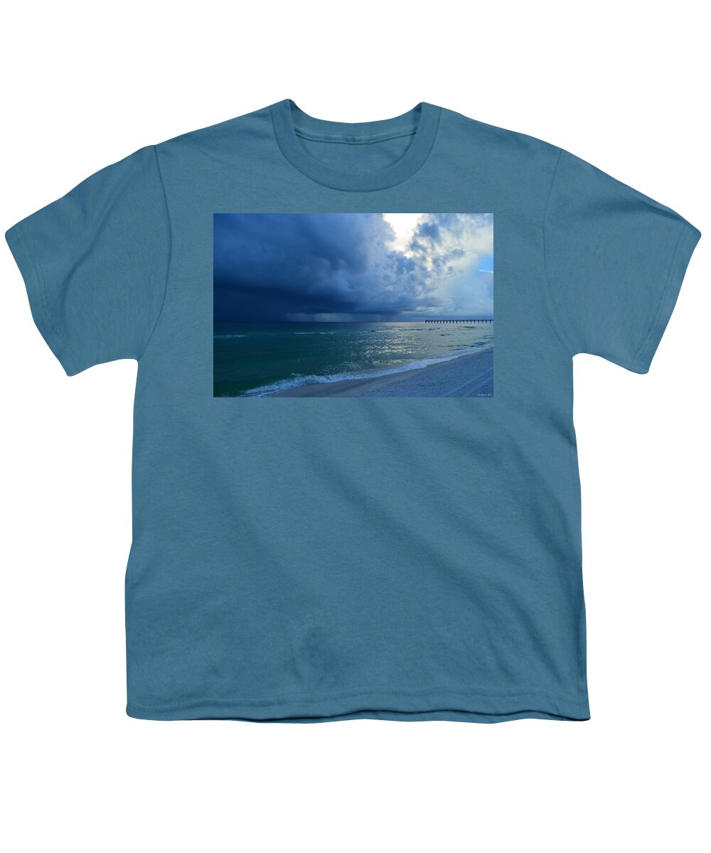 Storms Youth T-Shirt featuring the photograph Storms Brewing off Navarre Beach at Dawn by Jeff at JSJ Photography