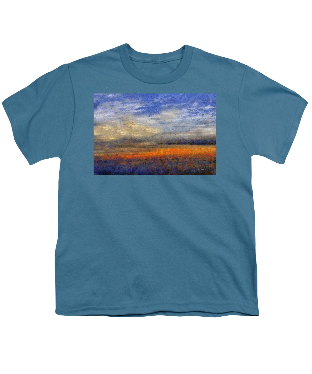 Landscape Youth T-Shirt featuring the painting Sunset Field by RC DeWinter