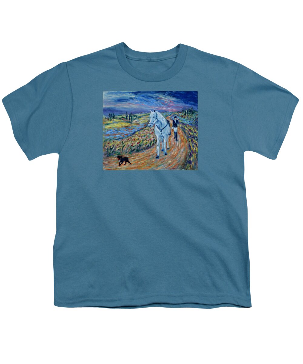 Figurative Youth T-Shirt featuring the painting Take Me Home My Friend by Xueling Zou