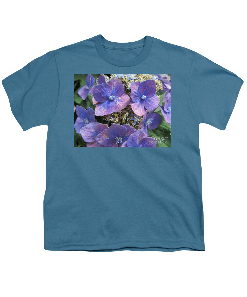 Purple Youth T-Shirt featuring the photograph The Purple Hydrangea Flowers by Susan Carella