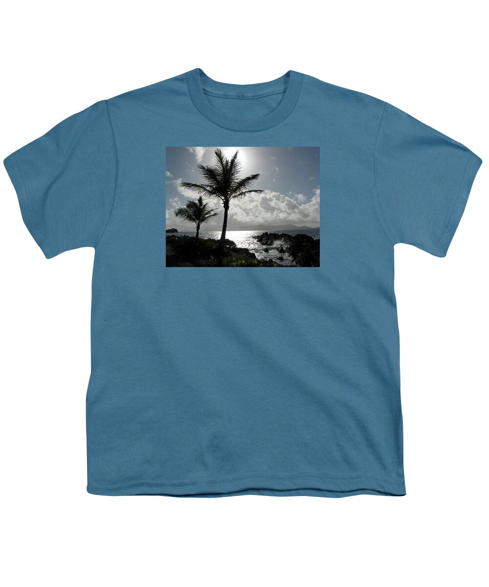 Sapphire Beach Youth T-Shirt featuring the photograph Tropical Mornings - Silhouettes 02 by Pamela Critchlow