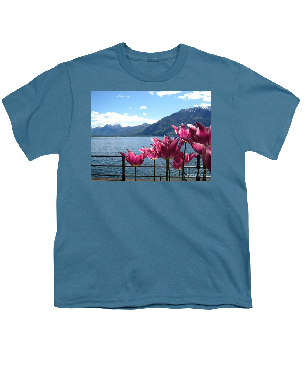 Sky Youth T-Shirt featuring the photograph Tulips at Lake Geneva by Amanda Mohler