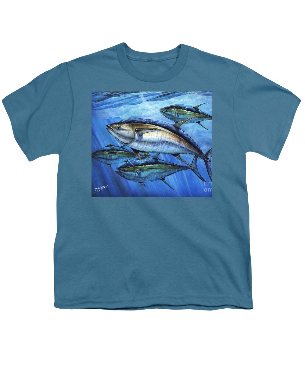 Yellowfin Tuna. Atun Youth T-Shirt featuring the painting Tuna In Advanced by Terry Fox