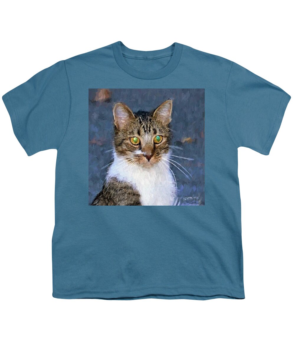 Cat Youth T-Shirt featuring the digital art With Eyes On by Ludwig Keck