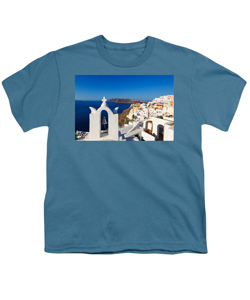 Aegean Youth T-Shirt featuring the photograph Santorini - Greece #1 by Constantinos Iliopoulos