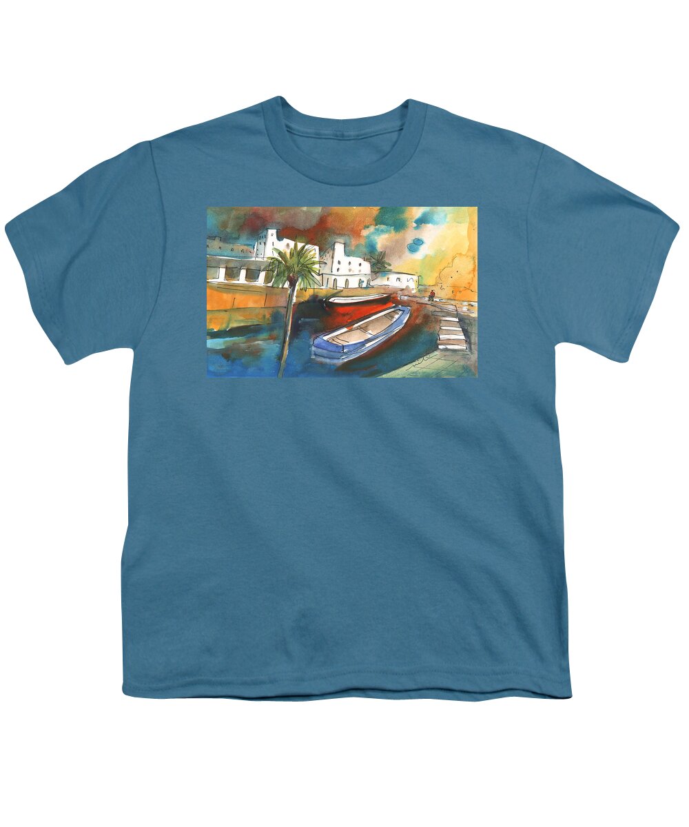 Travel Art Youth T-Shirt featuring the painting Agia Galini 04 by Miki De Goodaboom
