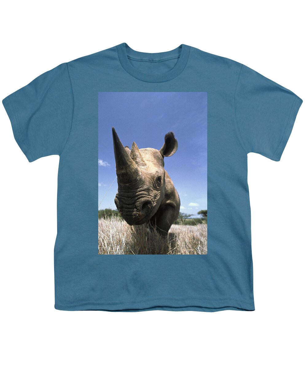 Mp Youth T-Shirt featuring the photograph Black Rhinoceros Diceros Bicornis by Gerry Ellis