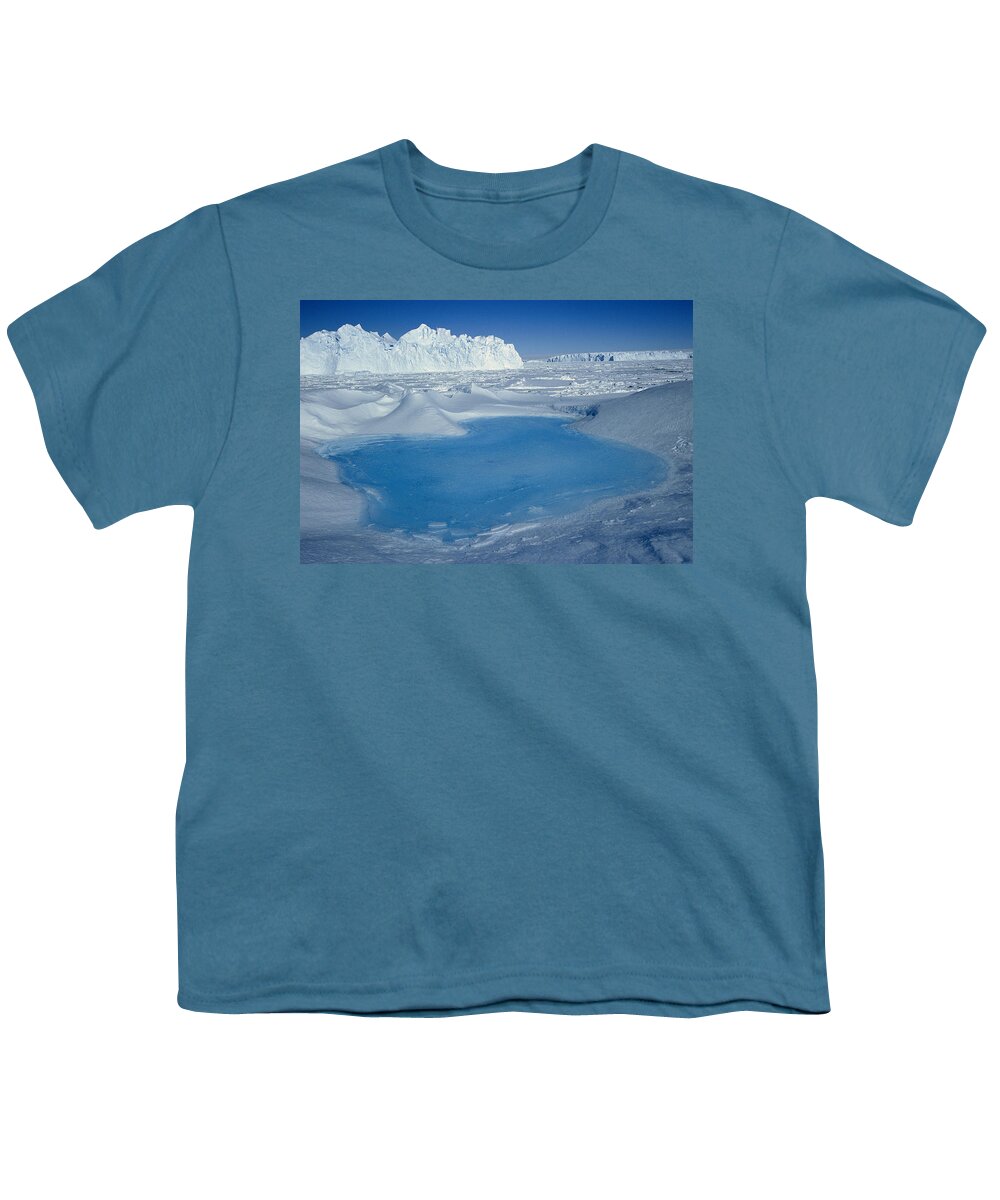 Hhh Youth T-Shirt featuring the photograph Blue Pool on Iceberg Antarctica by Colin Monteath