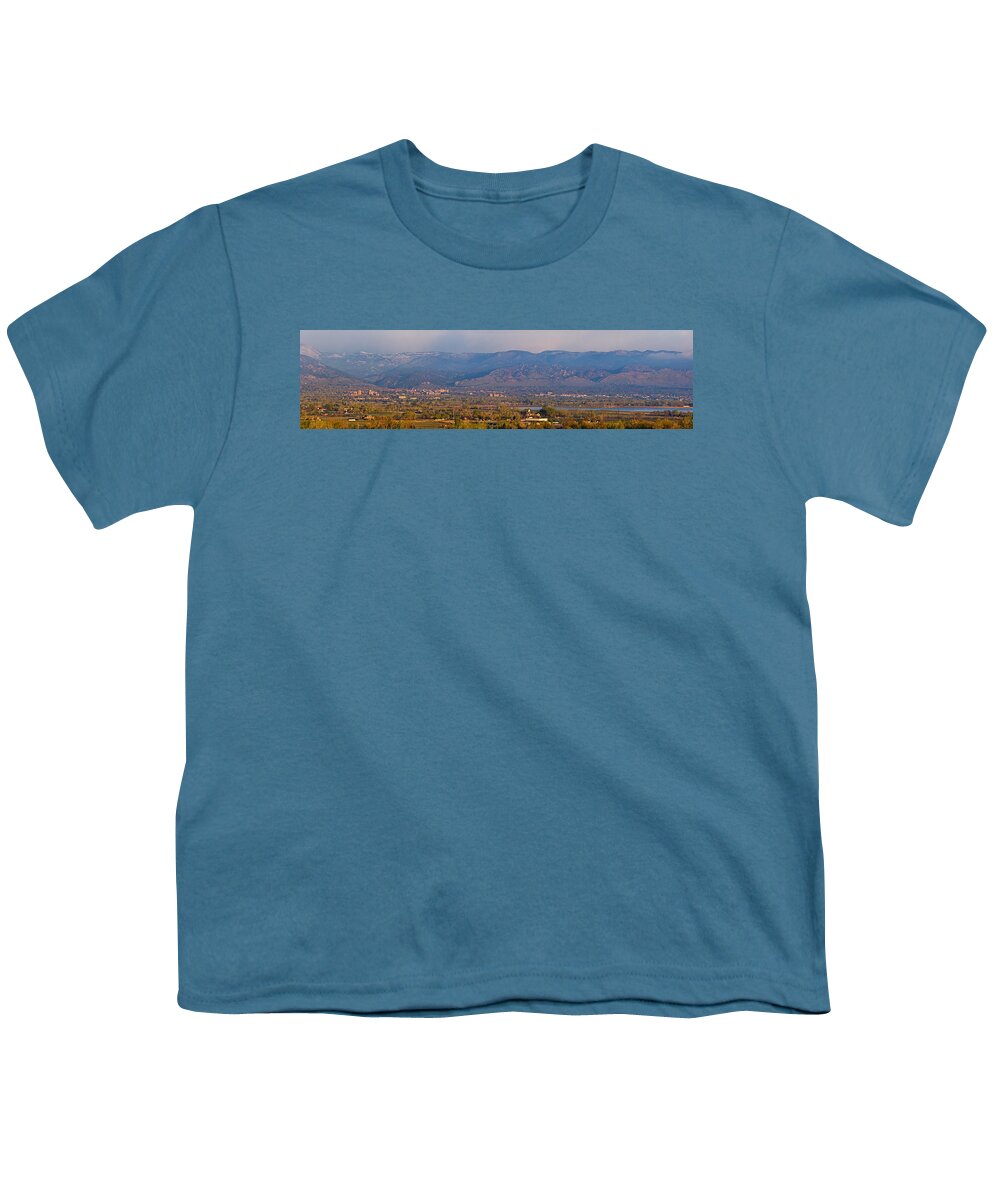 City Youth T-Shirt featuring the photograph City Of Boulder Colorado Panorama View by James BO Insogna