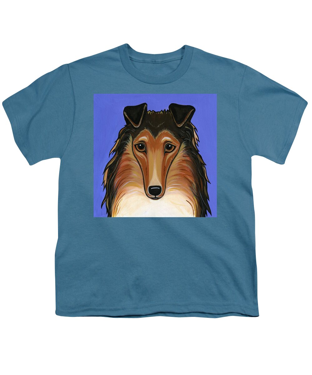 Dog Youth T-Shirt featuring the painting Collie Rough by Leanne Wilkes