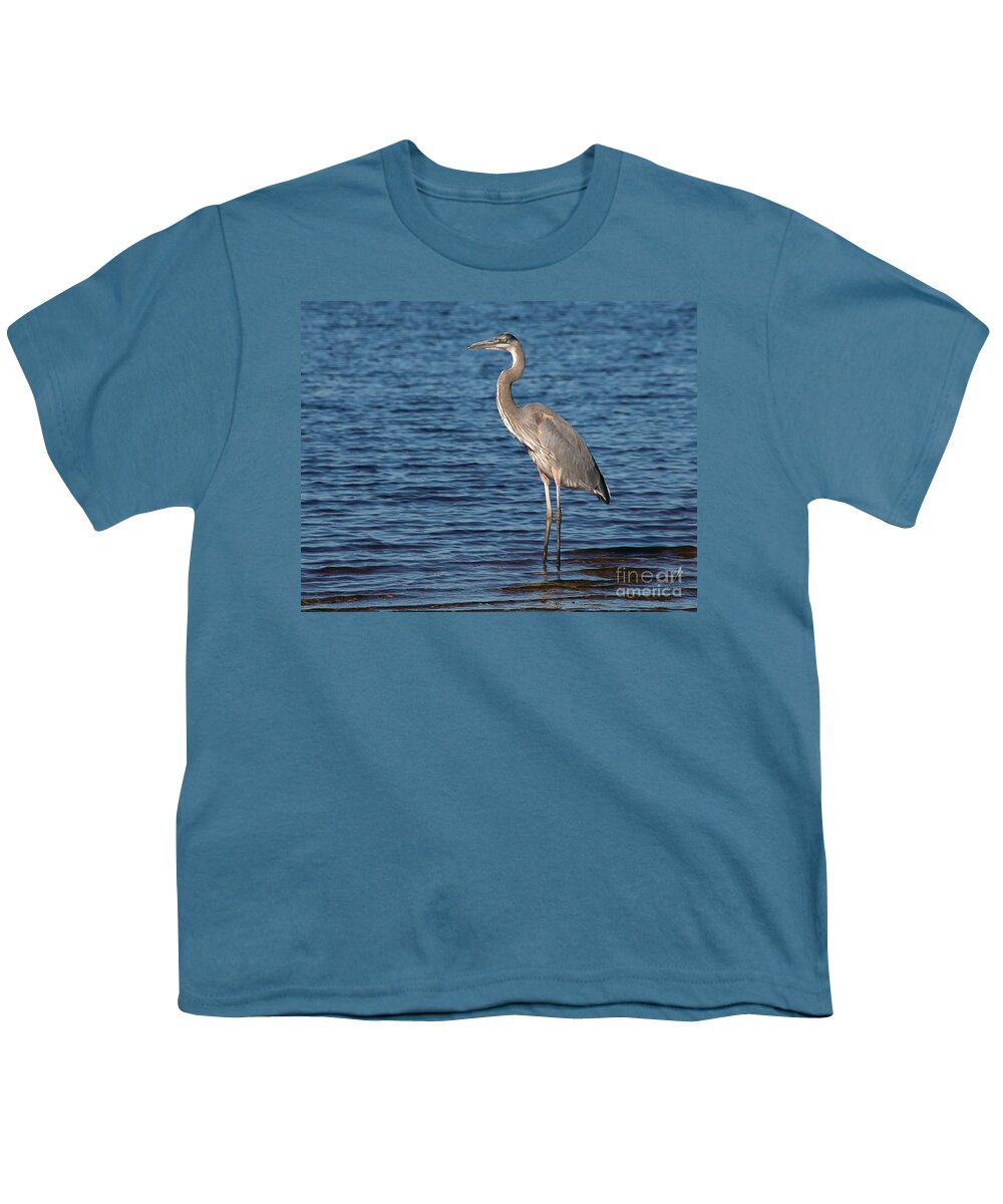 Great Blue Heron Youth T-Shirt featuring the photograph Great Blue Heron by Art Whitton