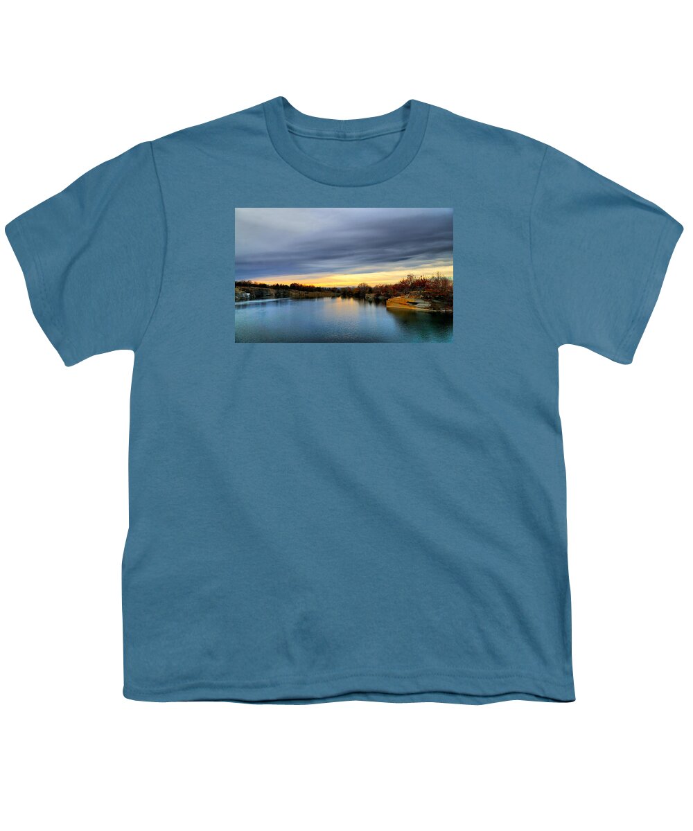 Landscape Youth T-Shirt featuring the photograph Cloudy Autumn Sunset #1 by Lilia S