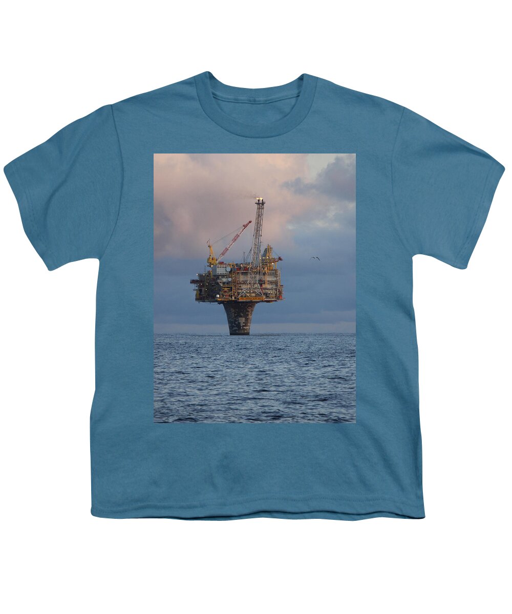 Draugen Youth T-Shirt featuring the photograph Draugen Platform by Charles and Melisa Morrison