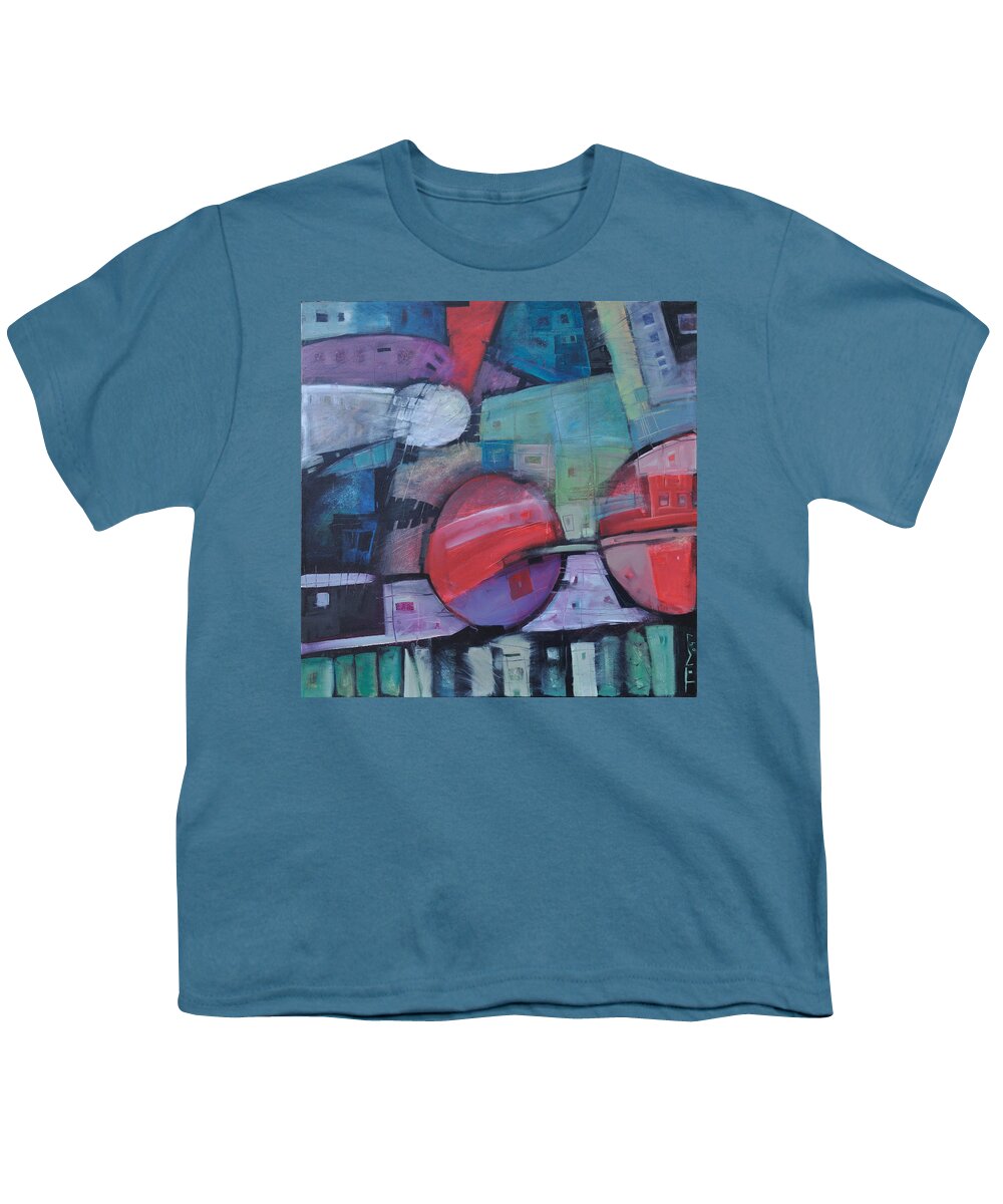 Train Youth T-Shirt featuring the painting Night Train #1 by Tim Nyberg