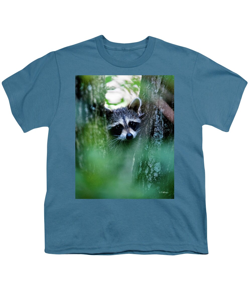 Racoon Youth T-Shirt featuring the photograph On Watch #1 by Christopher Holmes