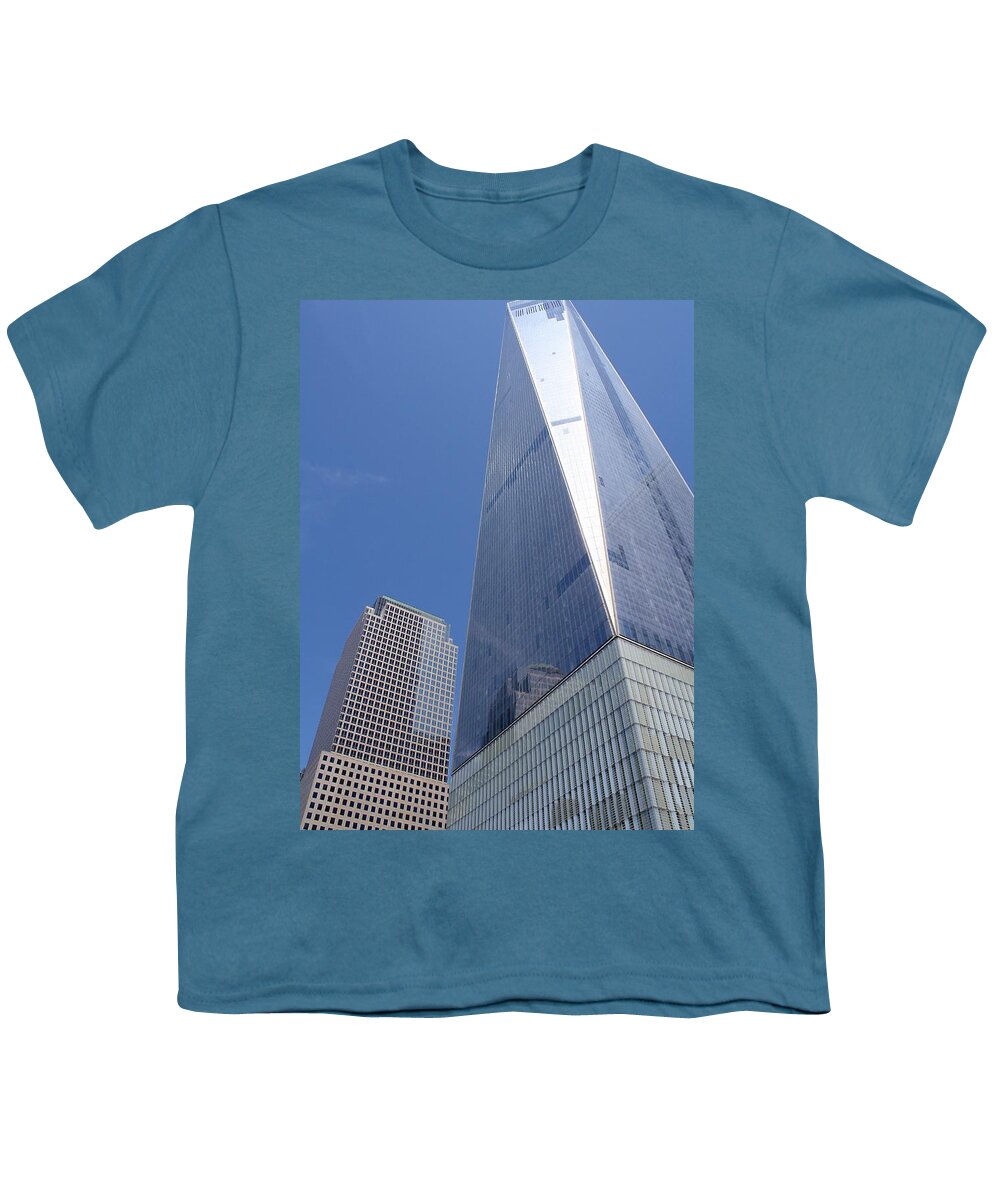 One World Trade Center Youth T-Shirt featuring the photograph One World Trade Center #2 by Flavia Westerwelle