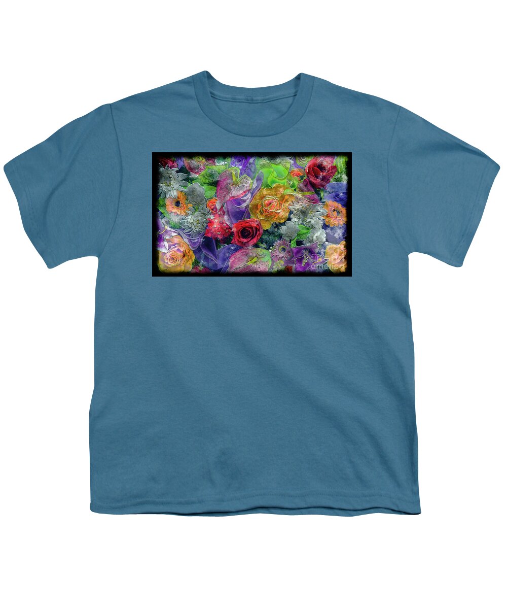 Abstract Youth T-Shirt featuring the painting 21a Abstract Floral Painting Digital Expressionism by Ricardos Creations