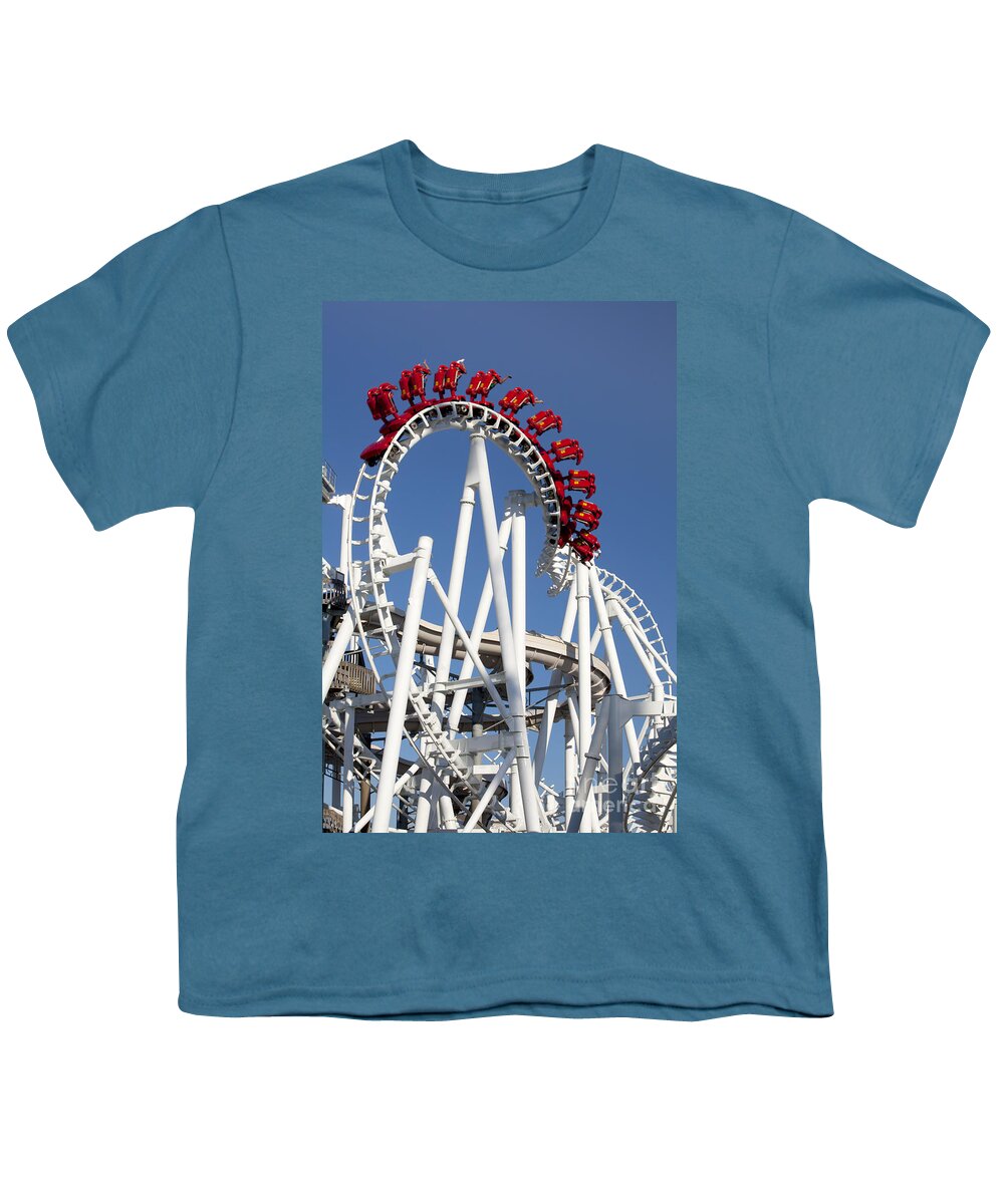Wildwood Youth T-Shirt featuring the photograph Modern Rollercoaster #3 by Anthony Totah