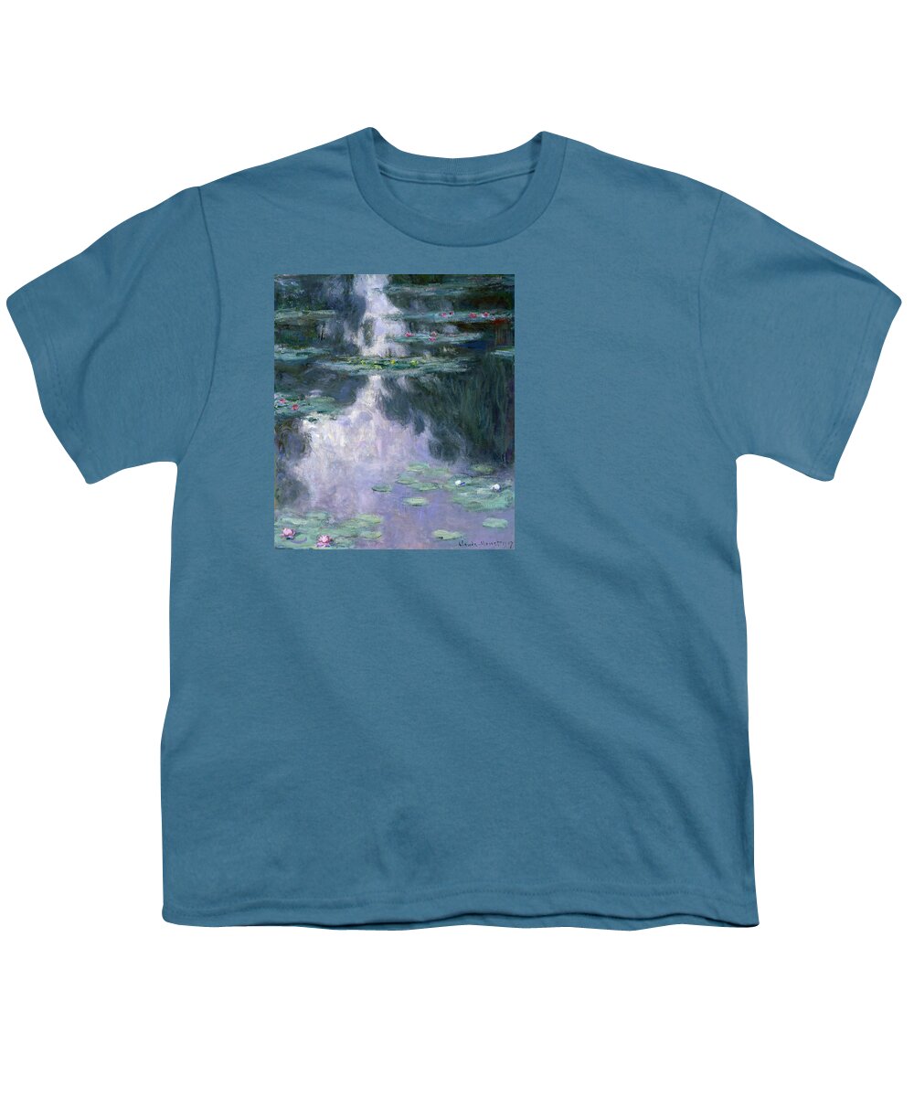 Nympheas Youth T-Shirt featuring the painting Waterlilies by Claude Monet