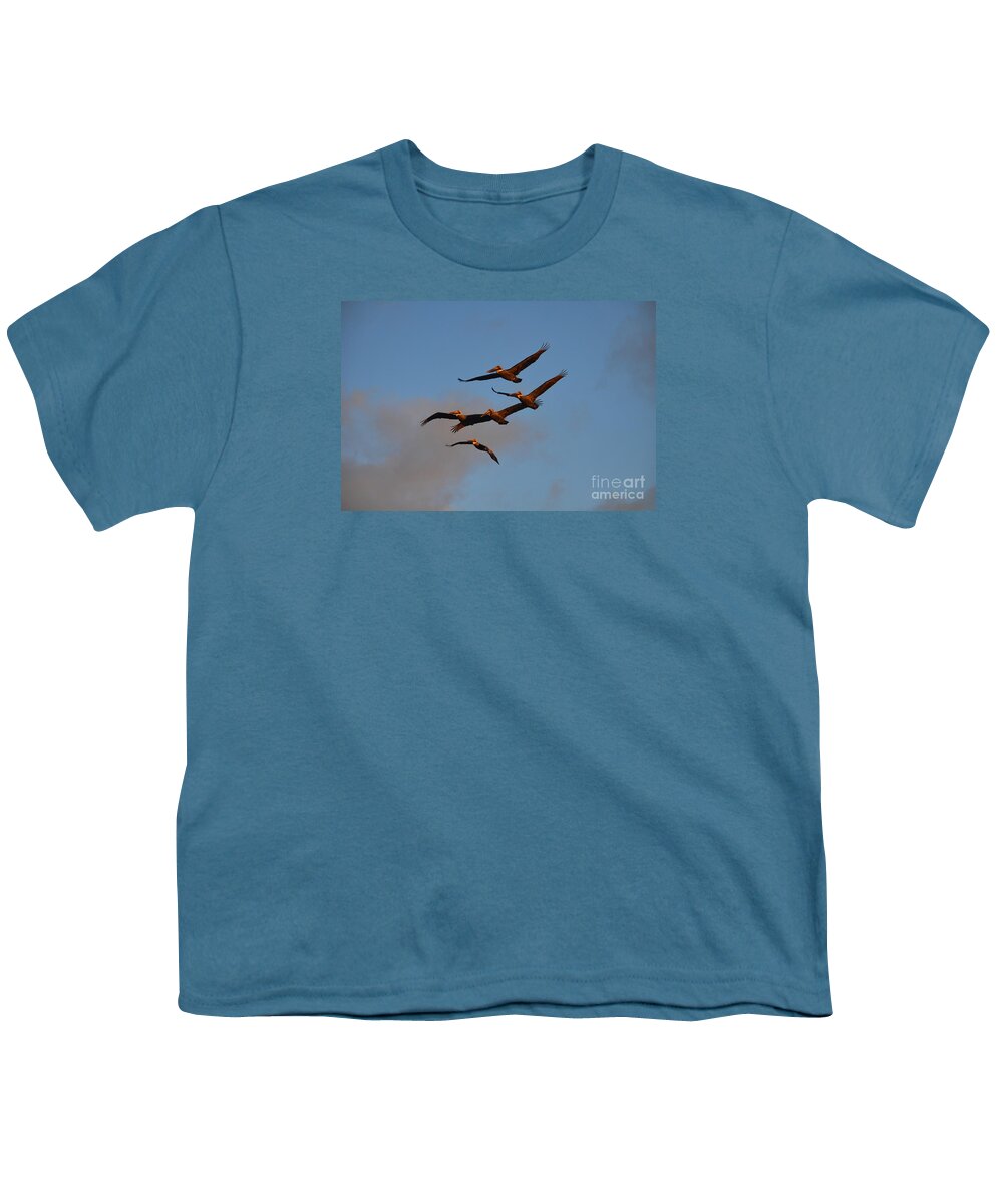 Pelicans Youth T-Shirt featuring the photograph 60- Pelican Patrol by Joseph Keane