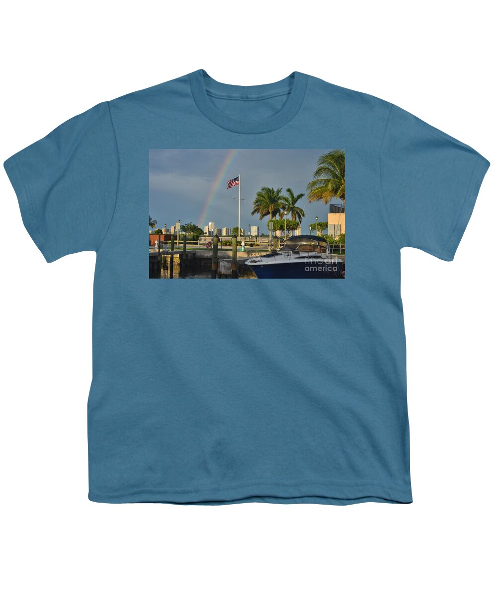 Lake Park Marina Youth T-Shirt featuring the photograph 7- Lake Park Marina - Rainbow by Joseph Keane