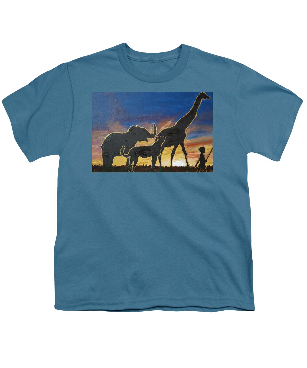 Bible Youth T-Shirt featuring the painting A Child Will Lead Them - 1 by Rachel Natalie Rawlins