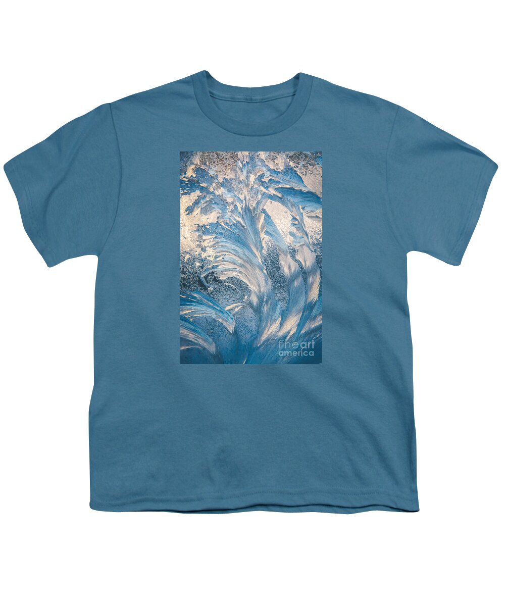 Cheryl Baxter Photography Youth T-Shirt featuring the photograph Abstract Window Frost Art by Cheryl Baxter