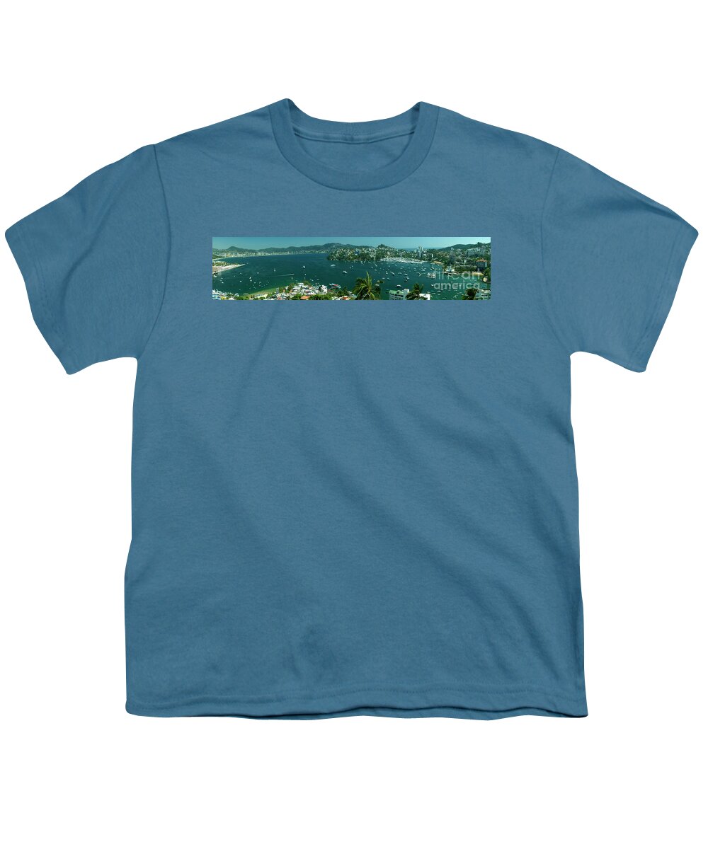 Acapulco Youth T-Shirt featuring the photograph Acapulco Bay - Panoramic by Anthony Totah