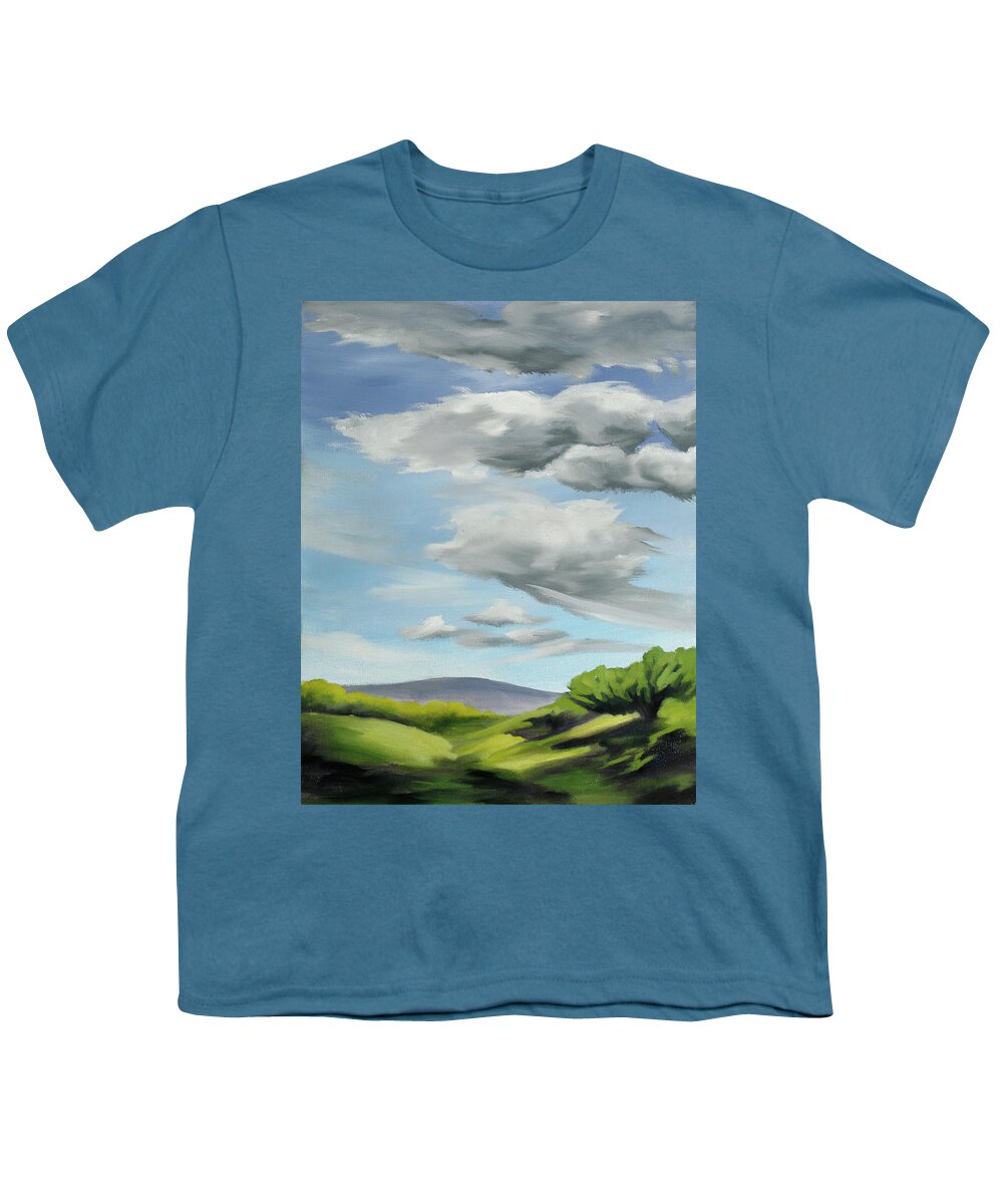Landscape Youth T-Shirt featuring the painting Afternoon Clouds by Sandi Snead