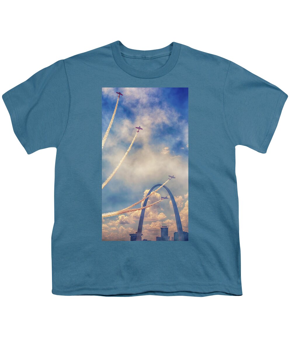 Aeroshell Youth T-Shirt featuring the photograph Arch Flight by Susan Rissi Tregoning